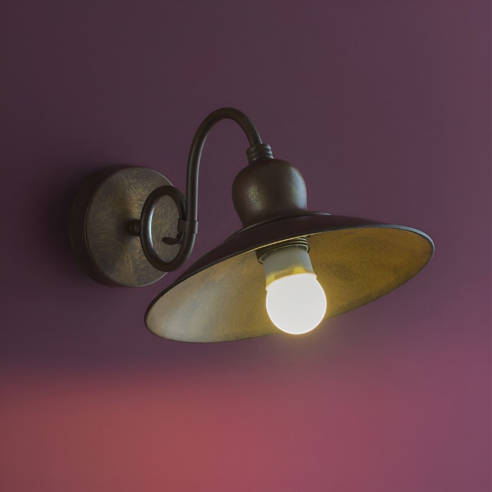 Wall lamp Incanti Lena, metal, antique black/matt gold, 1XE27, H.18 cm