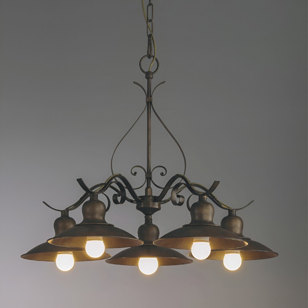 Chandelier Incanti Lena, metal, antique black/matt gold, 5XE27, D.66 cm