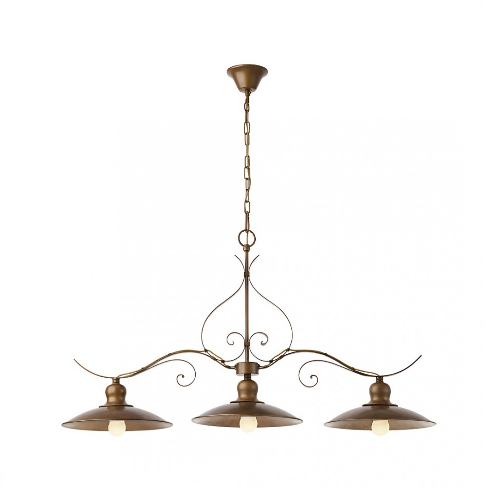 Suspension Incanti Lena, metal, antique black/matt gold, 3XE27, L.98 cm