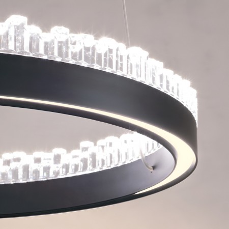 Suspension Incanti Monarch, metal, sand black, LED CCT, 53W, 3060 lumens, 3000K/4000K/6000K, D.60 cm