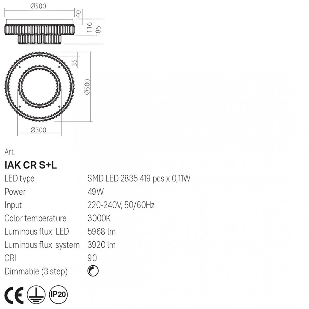 Ceiling lamp Incanti Akala, metal, gold plated, dimmable, LED, 49W, 3920 lumens, warm white 3000K, D.50 cm