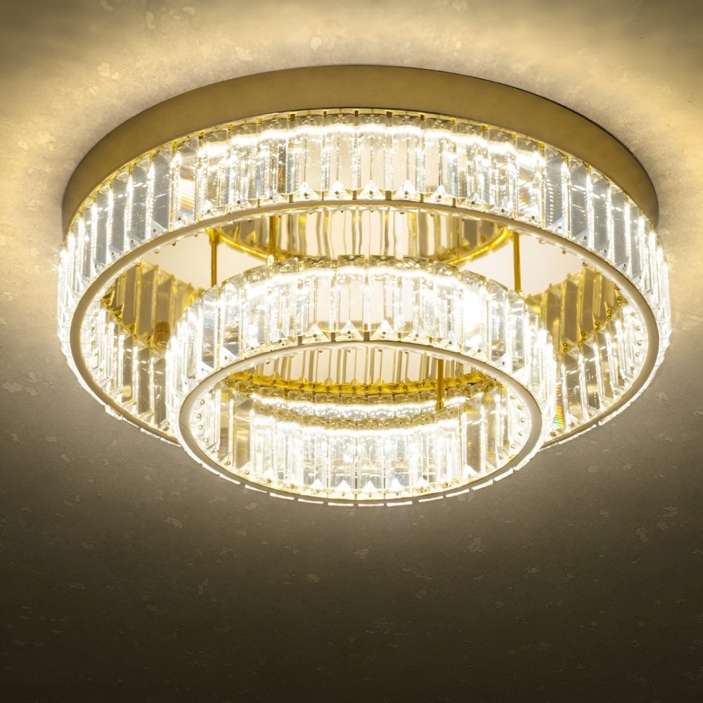 Ceiling lamp Incanti Akala, metal, gold plated, dimmable, LED, 49W, 3920 lumens, warm white 3000K, D.50 cm