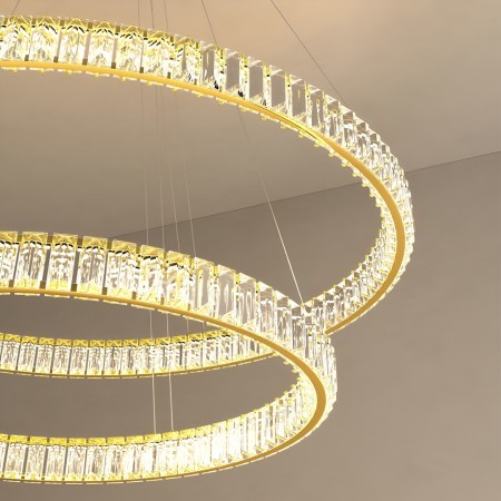 Suspension Incanti Akala, metal, gold plated, dimmable, LED, 84W, 6142 lumens, warm white 3000K, D.80 cm