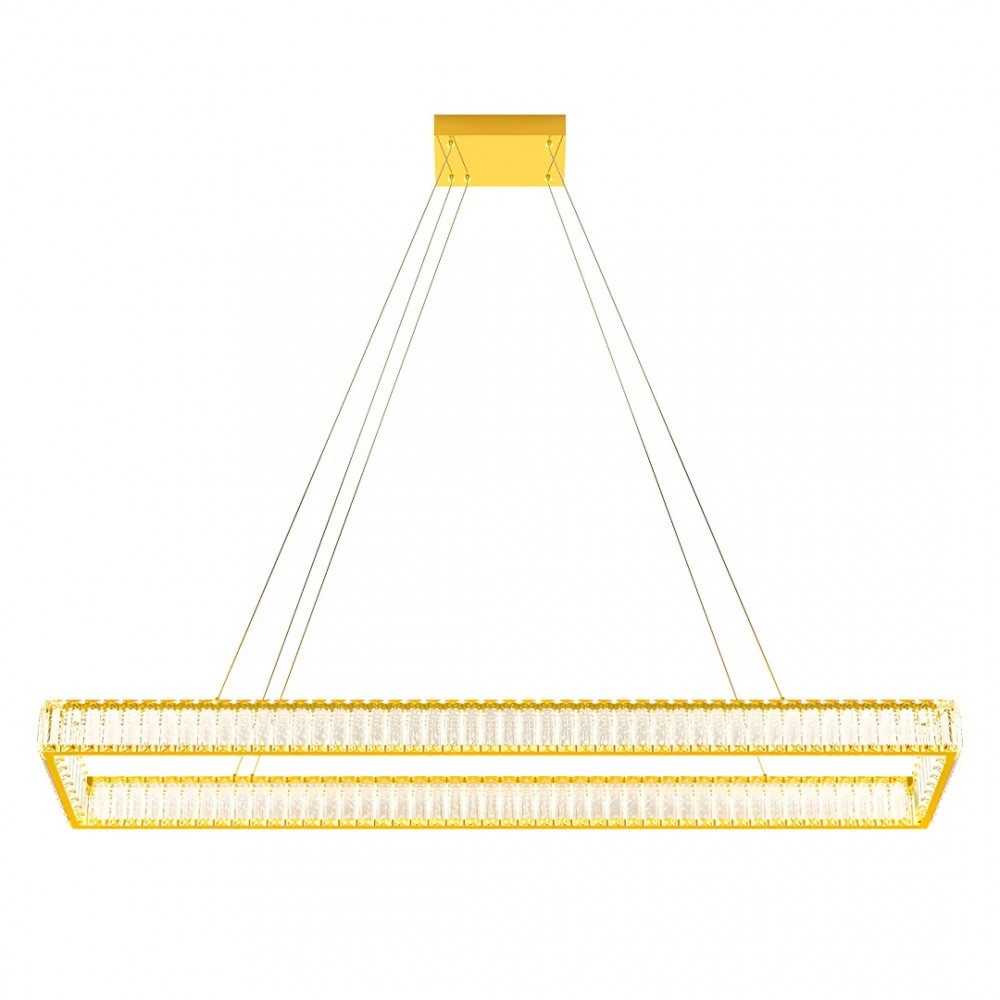 Suspension Incanti Akala, metal, gold plated, dimmable, LED, 60W, 4560 lumens, warm white 3000K, L.120 cm