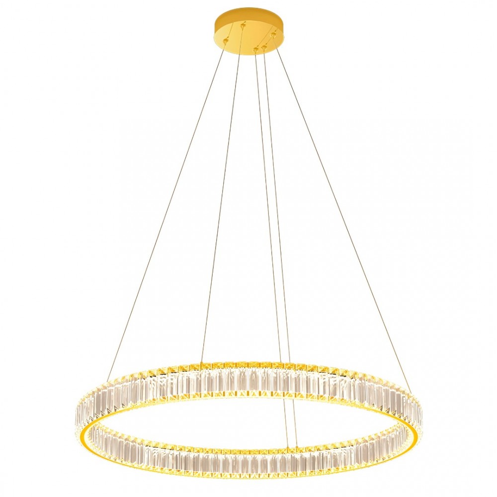 Suspension Incanti Akala, metal, gold plated, dimmable, LED, 49W, 3626 lumens, warm white 3000K, D.80 cm