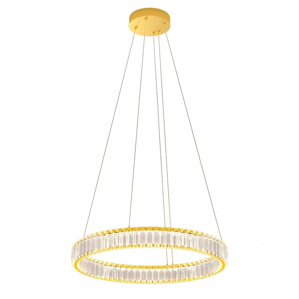 Suspension Incanti Akala, metal, gold plated, dimmable, LED, 35W, 2800 lumens, warm white 3000K, D.60 cm