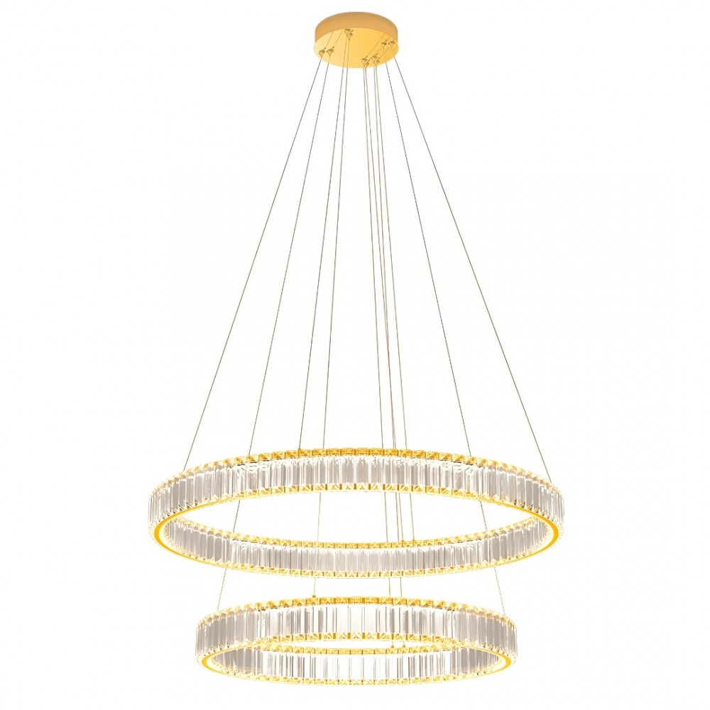 Suspension Incanti Akala, metal, gold plated, dimmable, LED, 84W, 6142 lumens, warm white 3000K, D.80 cm