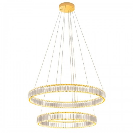 Suspension Incanti Akala, metal, gold plated, dimmable, LED, 84W, 6142 lumens, warm white 3000K, D.80 cm