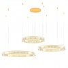 Suspension Incanti Akala, metal, gold plated, dimmable, LED, 142W, 11076 lumens, warm white 3000K, D.600cm+800cm+1000cm