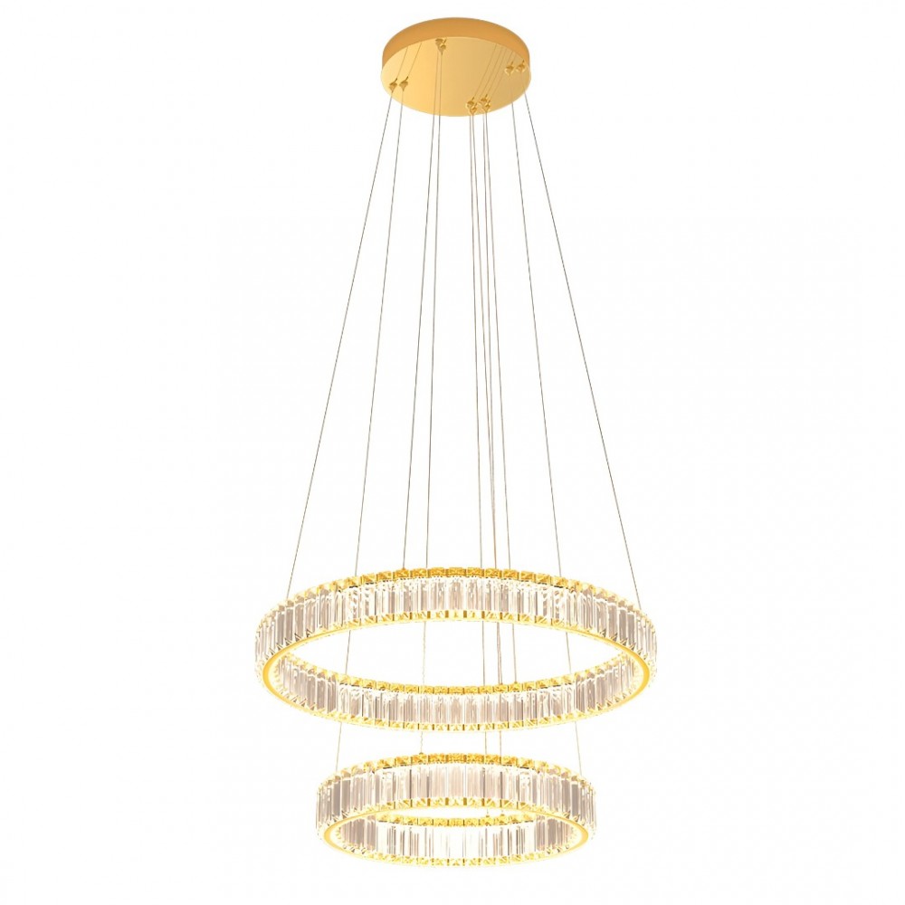 Suspension Incanti Akala, metal, gold plated, dimmable, LED, 58W, 4524 lumens, warm white 3000K, D.60 cm