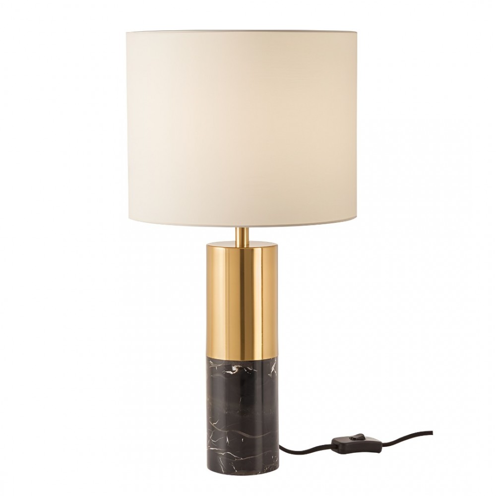 Table lamp Incanti Apua, metal, glossy gold, black marble, textile beige, 1XE27, H.48 cm