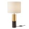 Table lamp Incanti Apua, metal, glossy gold, black marble, textile beige, 1XE27, H.48 cm