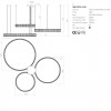 Suspension Incanti Akala, metal, gold plated, dimmable, LED, 142W, 11076 lumens, warm white 3000K, D.600cm+800cm+1000cm