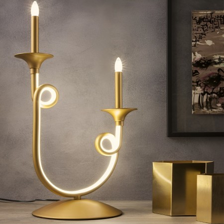 Table lamp Incanti Chateau, metal, matt gold, LED, 12W, 720 lumens, warm white 3000K, H.51 cm