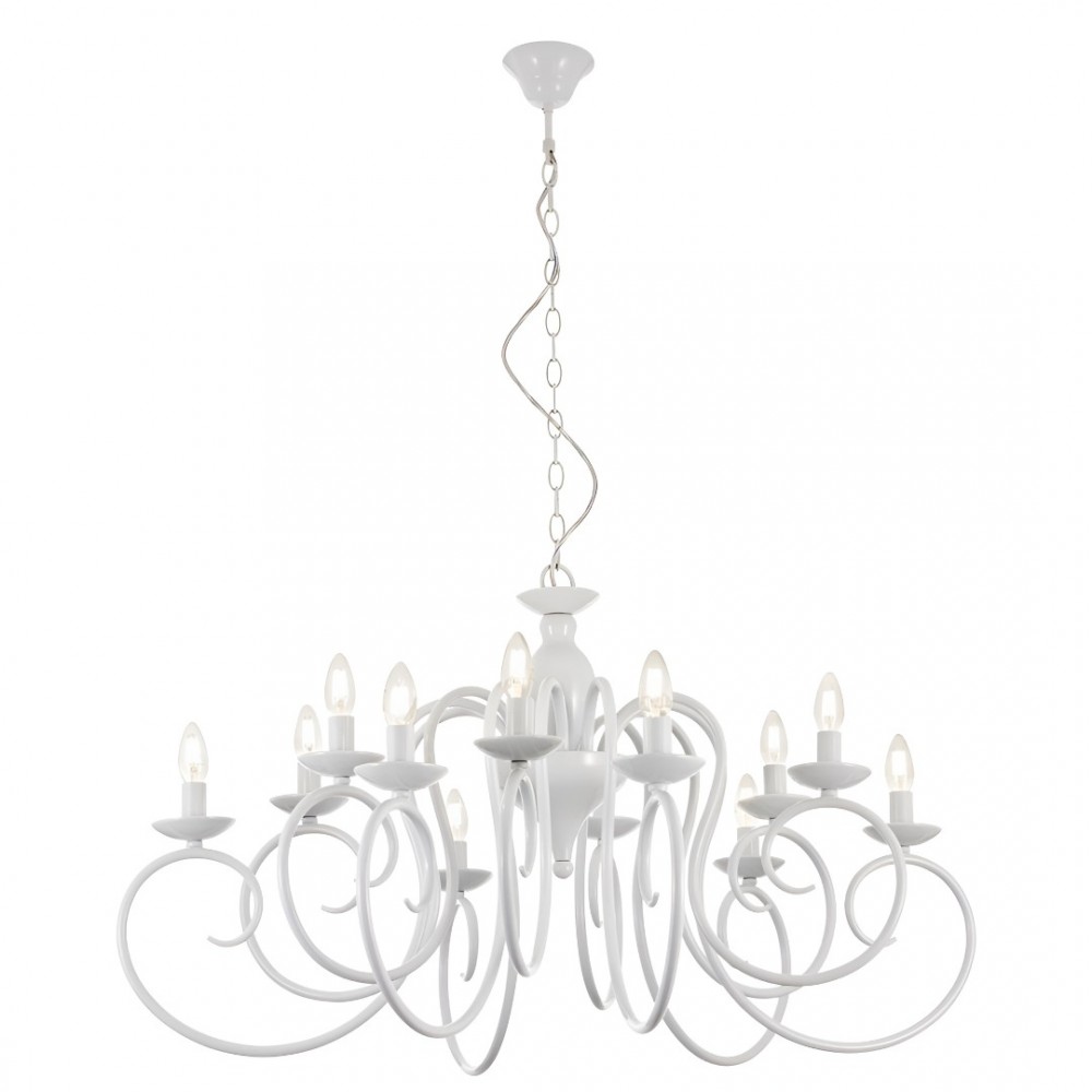 Chandelier Incanti Circe, metal, glossy white, 12XE14, D.100 cm