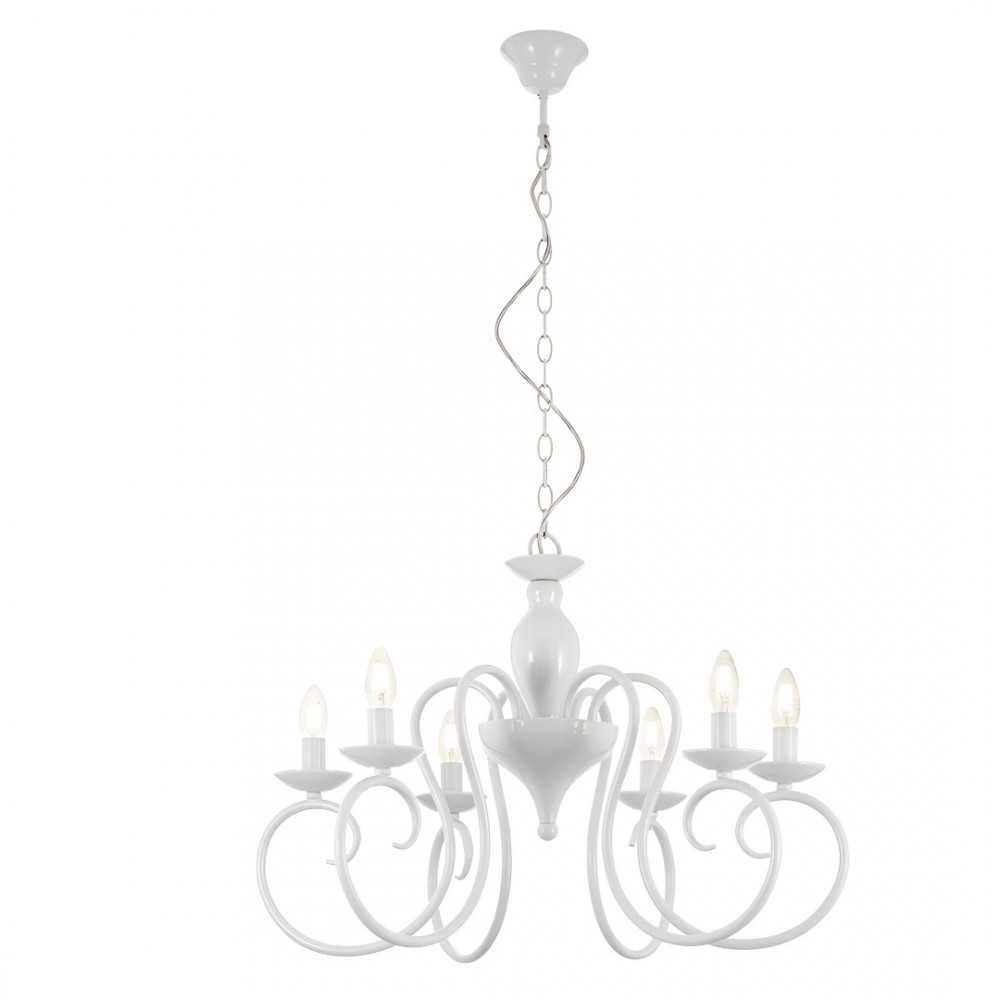 Chandelier Incanti Circe, metal, glossy white, 6XE14, D.72 cm