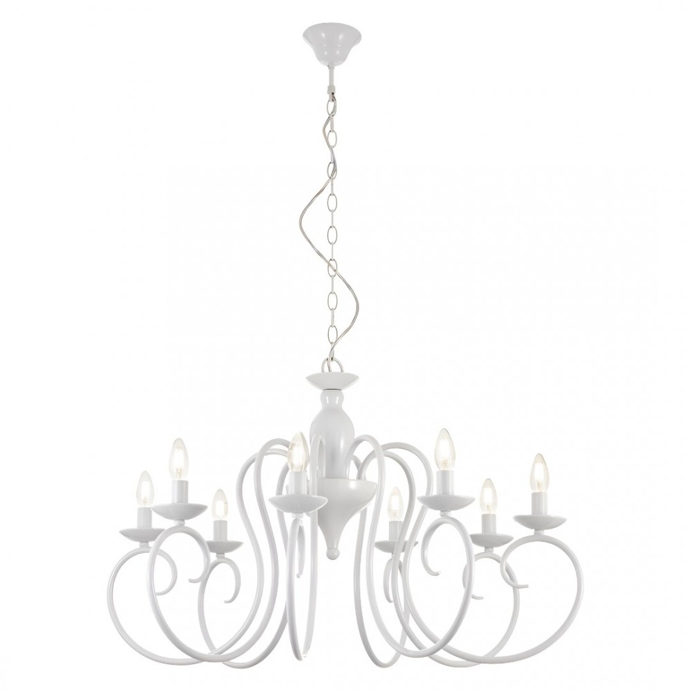 Chandelier Incanti Circe, metal, glossy white, 8XE14, D.92 cm