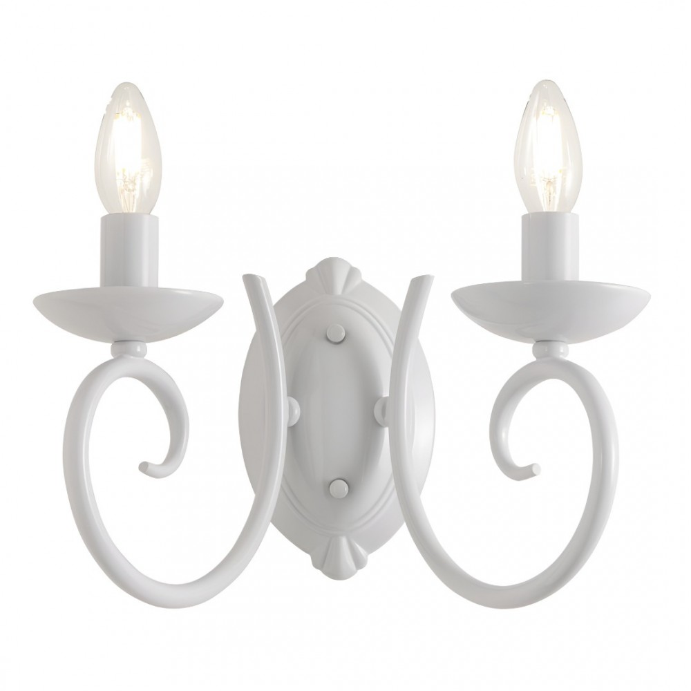Wall lamp Incanti Circe, metal, glossy white, 2XE14, H.20 cm