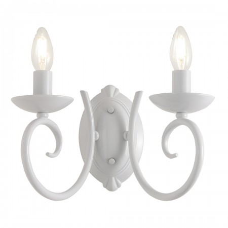 Wall lamp Incanti Circe, metal, glossy white, 2XE14, H.20 cm