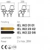 Wall lamp Incanti Elizee, metal, fabric, matt white, 2XE14, H.35 cm