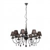 Chandelier Incanti Elizee, metal, fabric, matt black, 8XE14, D.92 cm
