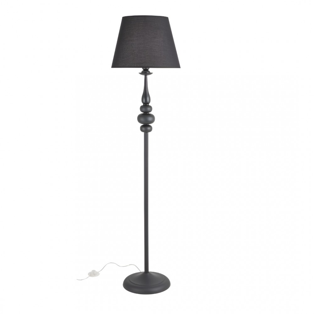 Floor lamp Incanti Elizee, metal, fabric, matt black, 1XE27, H.151 cm