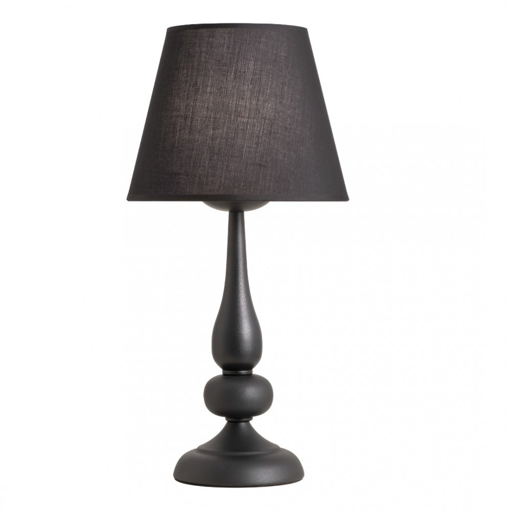 Table lamp Incanti Elizee, metal, fabric, matt black, 1XE14, H.45 cm