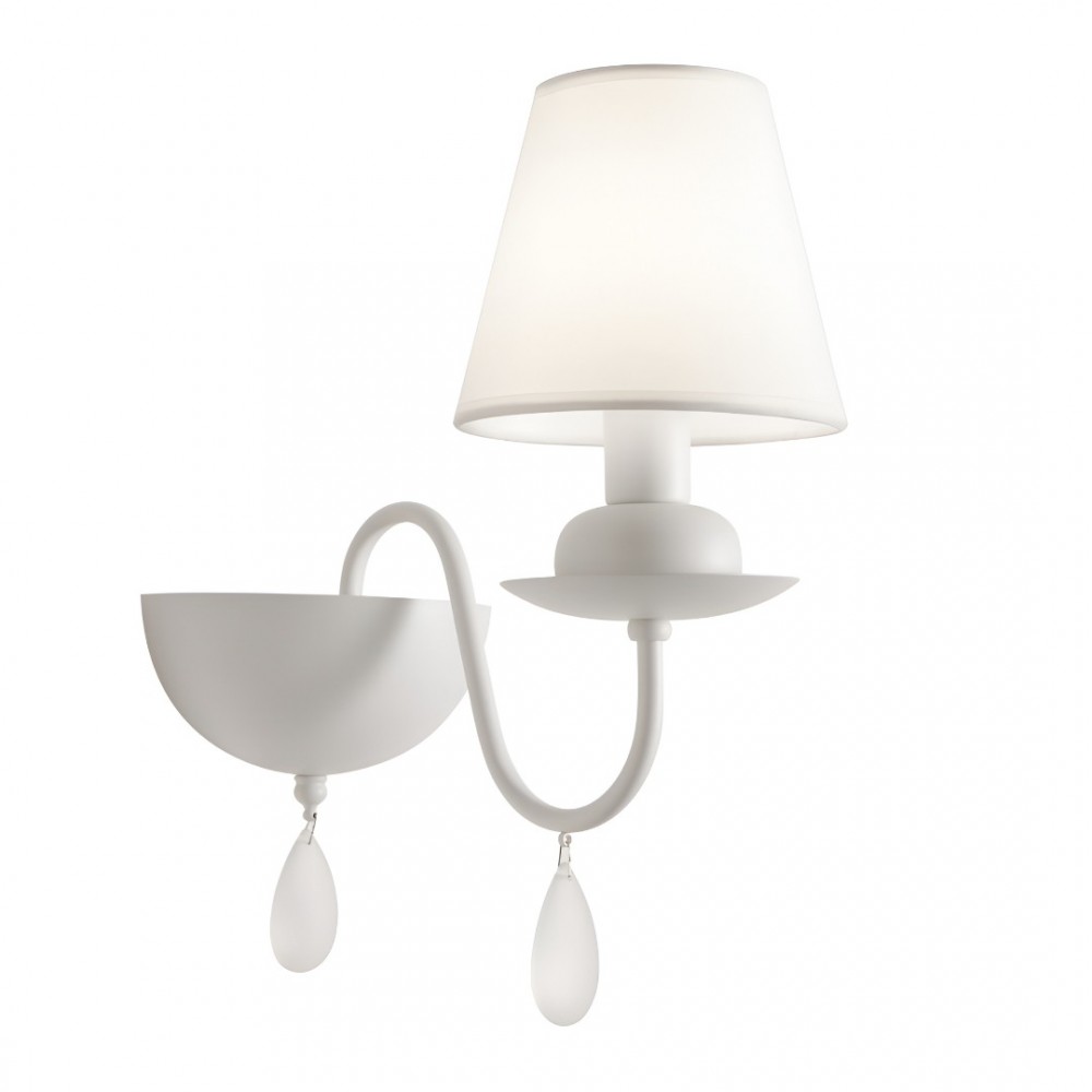 Wall lamp Incanti Elizee, metal, fabric, matt white, 1XE14, H.35 cm