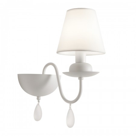 Wall lamp Incanti Elizee, metal, fabric, matt white, 1XE14, H.35 cm