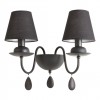 Wall lamp Incanti Elizee, metal, fabric, matt black, 2XE14, H.35 cm