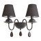 Wall lamp Incanti Elizee, metal, fabric, matt black, 2XE14, H.35 cm