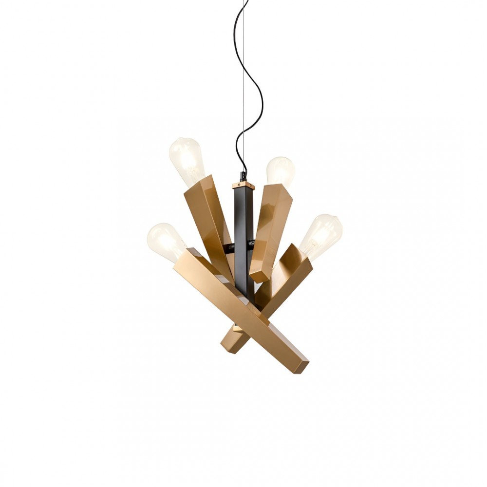 Suspension Incanti Galea, metal, matt black/antique brass, 4XE27, D.25 cm