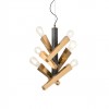 Suspension Incanti Galea, metal, matt black/antique brass, 6XE27, D.30 cm