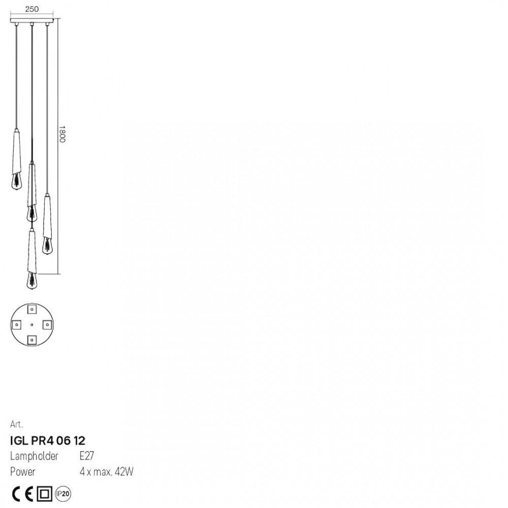 Suspension Incanti Galea, metal, matt black/antique brass, 4XE27, D.25 cm