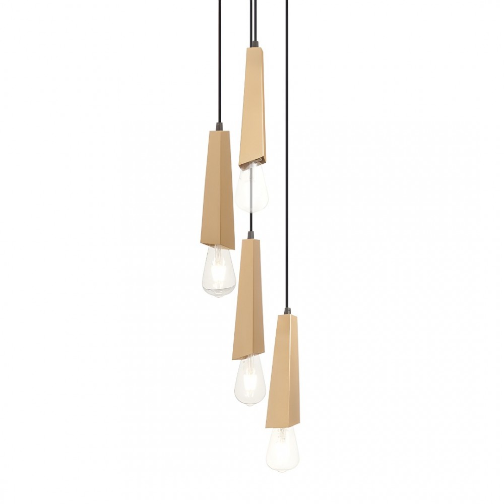 Suspension Incanti Galea, metal, matt black/antique brass, 4XE27, D.25 cm