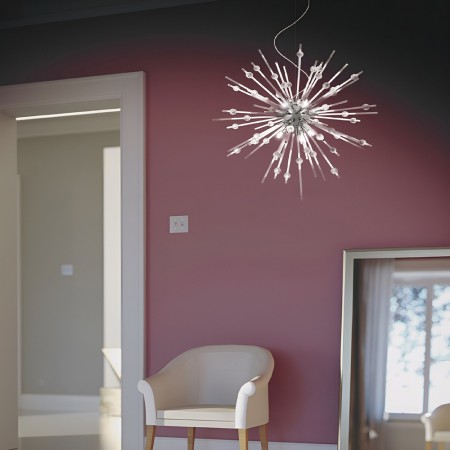Suspension Incanti Genesi, metal, chrome, glass, 9XG9, D.71 cm