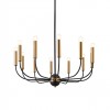 Chandelier Incanti Konig, metal, matt black/antique brass, 12XE14, D.81 cm