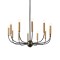 Chandelier Incanti Konig, metal, matt black/antique brass, 12XE14, D.81 cm