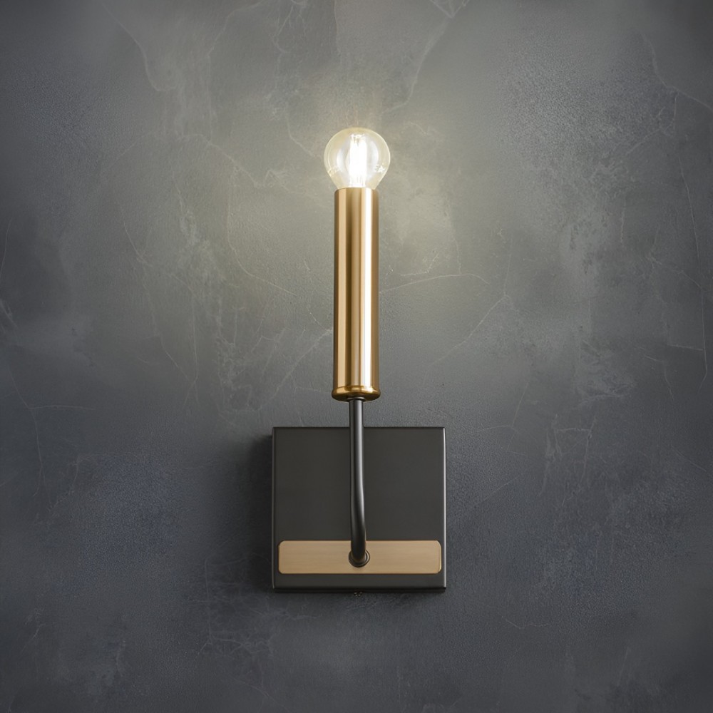 Wall lamp Incanti Konig, metal, matt black/antique brass, 1XE14, H.27 cm