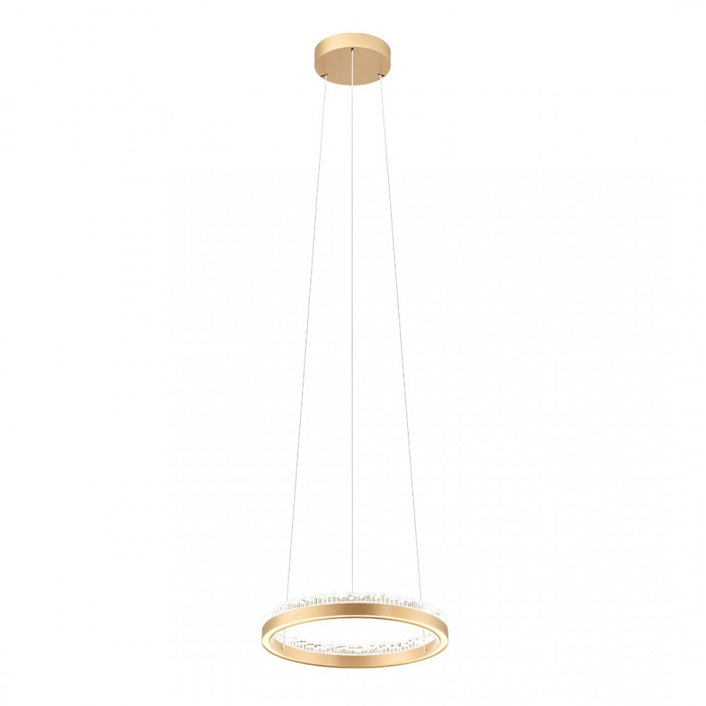 Suspension Incanti Monarch, metal, matt gold, LED CCT, 40W, 2391 lumens, 3000K/4000K/6000K, D.40 cm