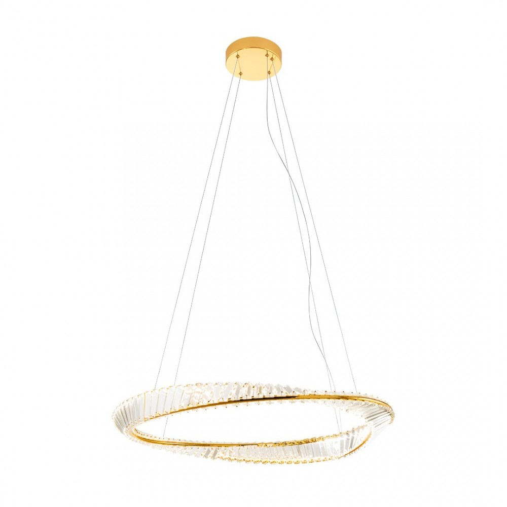 Suspension Incanti Oblige, metal, gold plated, dimmable, LED CCT, 42W, 3326 lumens, 3000K/4000K/6000K, D.80 cm