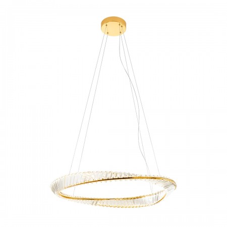 Suspension Incanti Oblige, metal, gold plated, dimmable, LED CCT, 42W, 3326 lumens, 3000K/4000K/6000K, D.80 cm