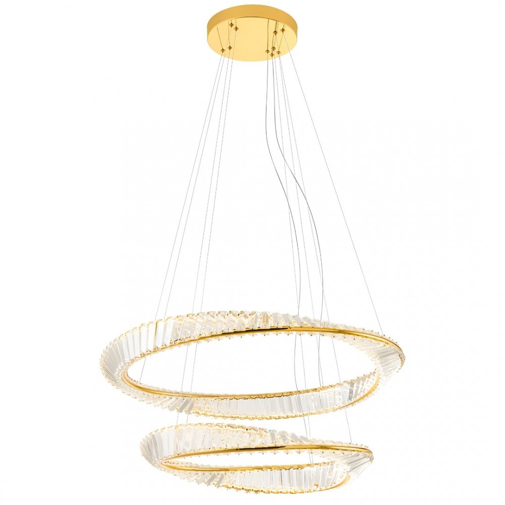 Suspension Incanti Oblige, metal, gold plated, dimmable, LED CCT, 73W, 5606 lumens, 3000K/4000K/6000K, D.80 cm