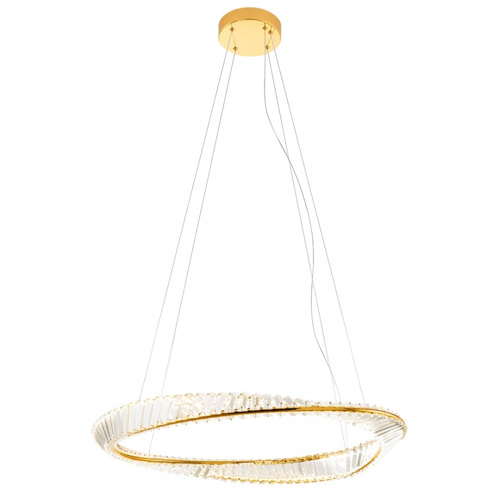 Suspension Incanti Oblige, metal, gold plated, dimmable, LED CCT, 52W, 4118 lumens, 3000K/4000K/6000K, D.100 cm