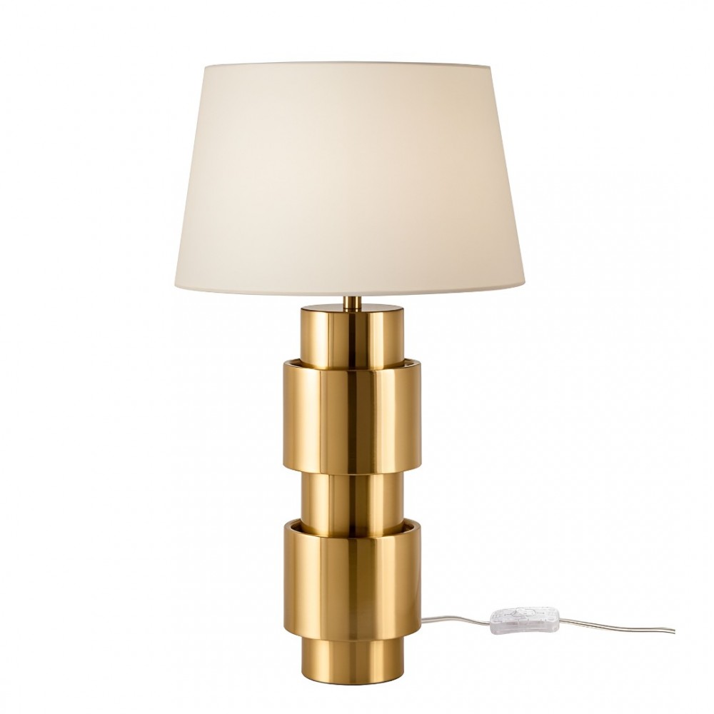Table lamp Incanti Perpetuo, metal, matt gold, textile beige, 1XE27, H.50 cm