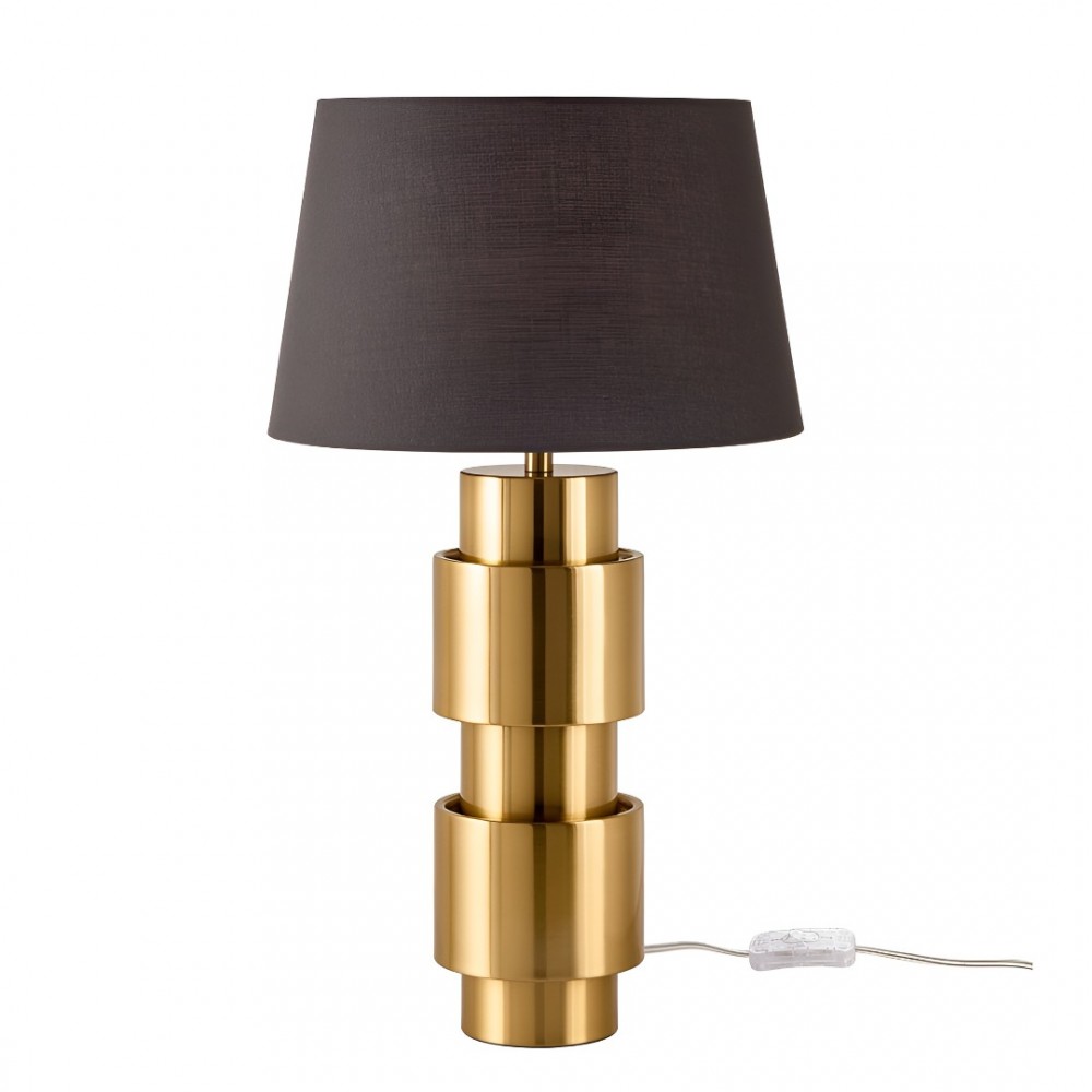 Table lamp Incanti Perpetuo, metal, matt gold, textile black, 1XE27, H.50 cm