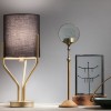 Table lamp Incanti Poseido, metal, matt gold, textile beige, 1XE27, H.45 cm