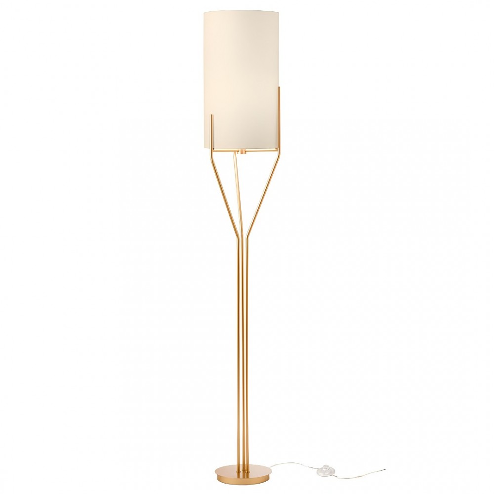 Floor lamp Incanti Poseido, metal, matt gold, textile beige, 1XE27, H.175 cm