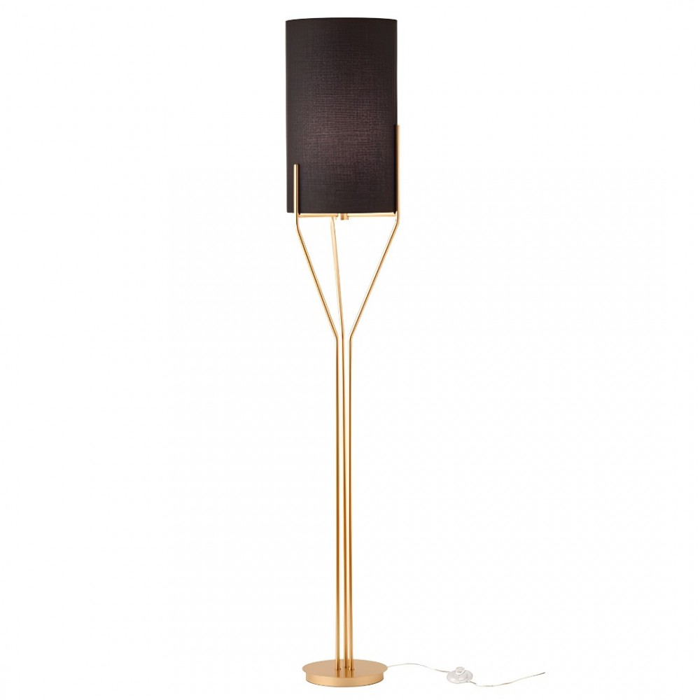 Floor lamp Incanti Poseido, metal, matt gold, textile black, 1XE27, H.175 cm