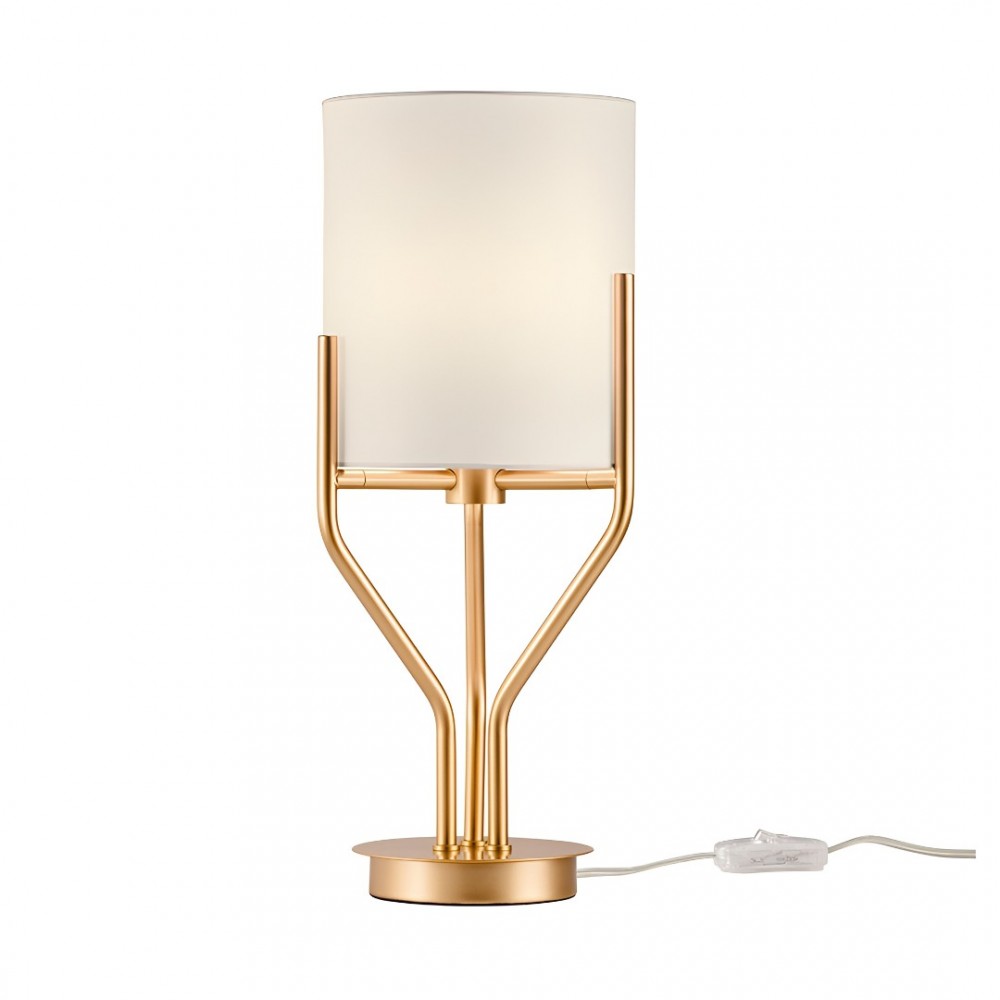 Table lamp Incanti Poseido, metal, matt gold, textile beige, 1XE27, H.45 cm
